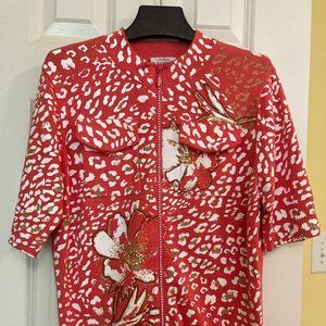 Just B Sweater Floral Cardigan w/ Rhinestones Zipper